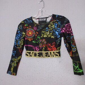 Versace Jeans Couture Baroque Print Jersey ‎ Crop Top